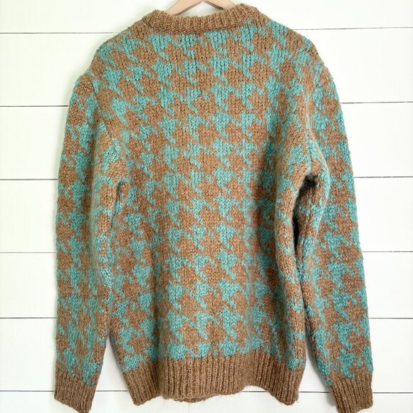 NWT Zara chunky brown and blue houndstooth sweater - Picture 3 of 3
